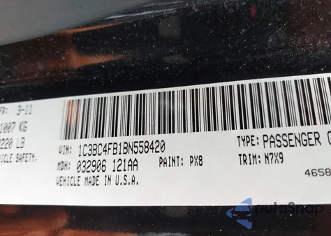 2011 Chrysler 200 Lx из США, поврежденный, VIN 1C3BC4FB1BN558420